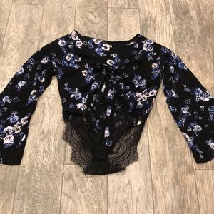 Free People Lace floral body suit Xs